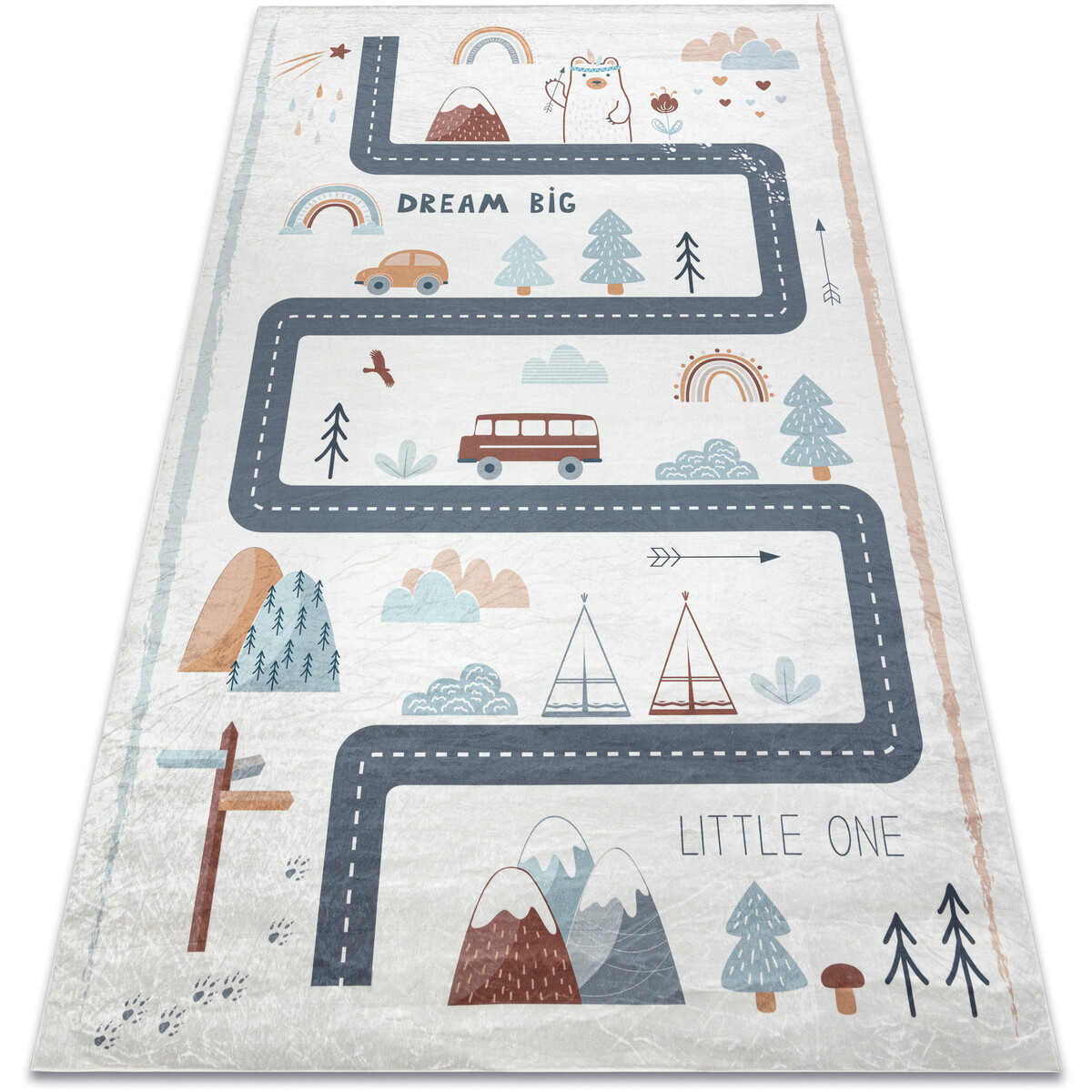 Rugsx  BAMBINO 46980 mycí kobereček Les, ulice pro 140x200 cm  Bílá
