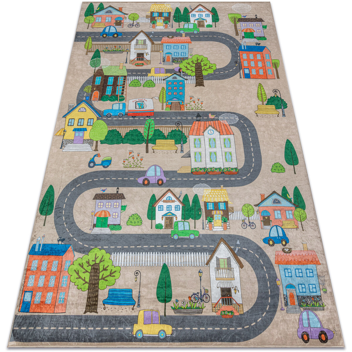 Rugsx  BAMBINO 34600 mycí kobereček Město, ulice pro 160x220 cm  Béžová