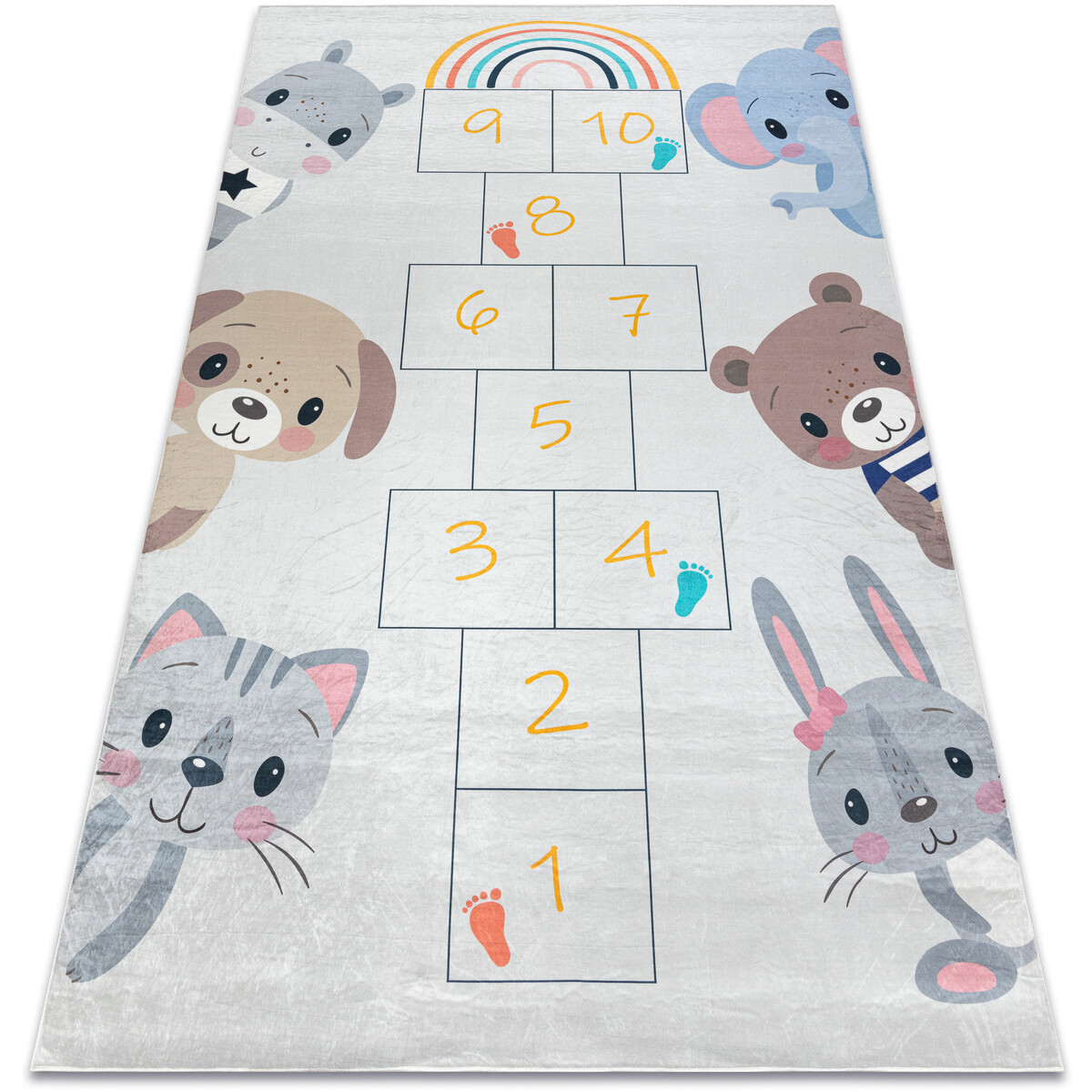 Rugsx  BAMBINO 43092 mycí kobereček Zvířata, poskok p 120x170 cm  Šedá