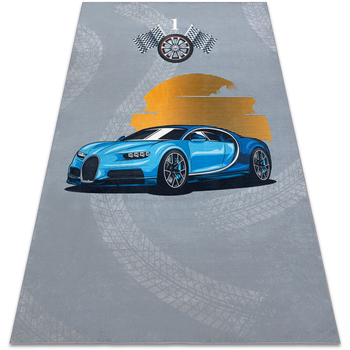 Rugsx  BAMBINO 41730 mycí kobereček Auto, závod pro 160x220 cm  Šedá