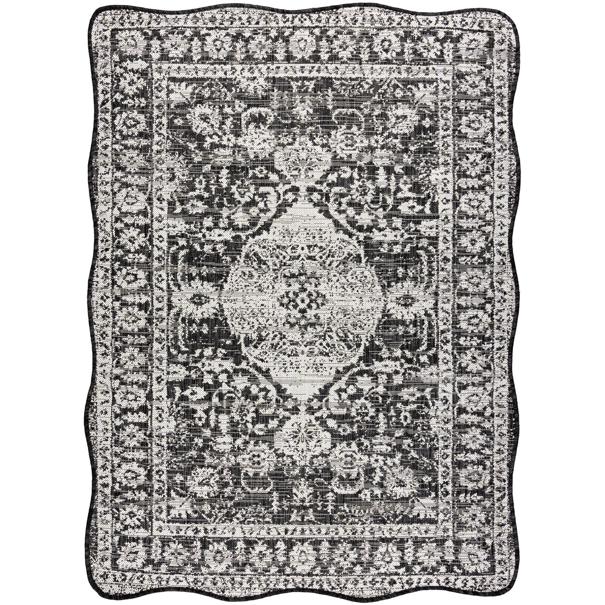 Rugsx  ORGANIC 2762 sisalový koberec Ornament, rám čer 120x170 cm  Černá