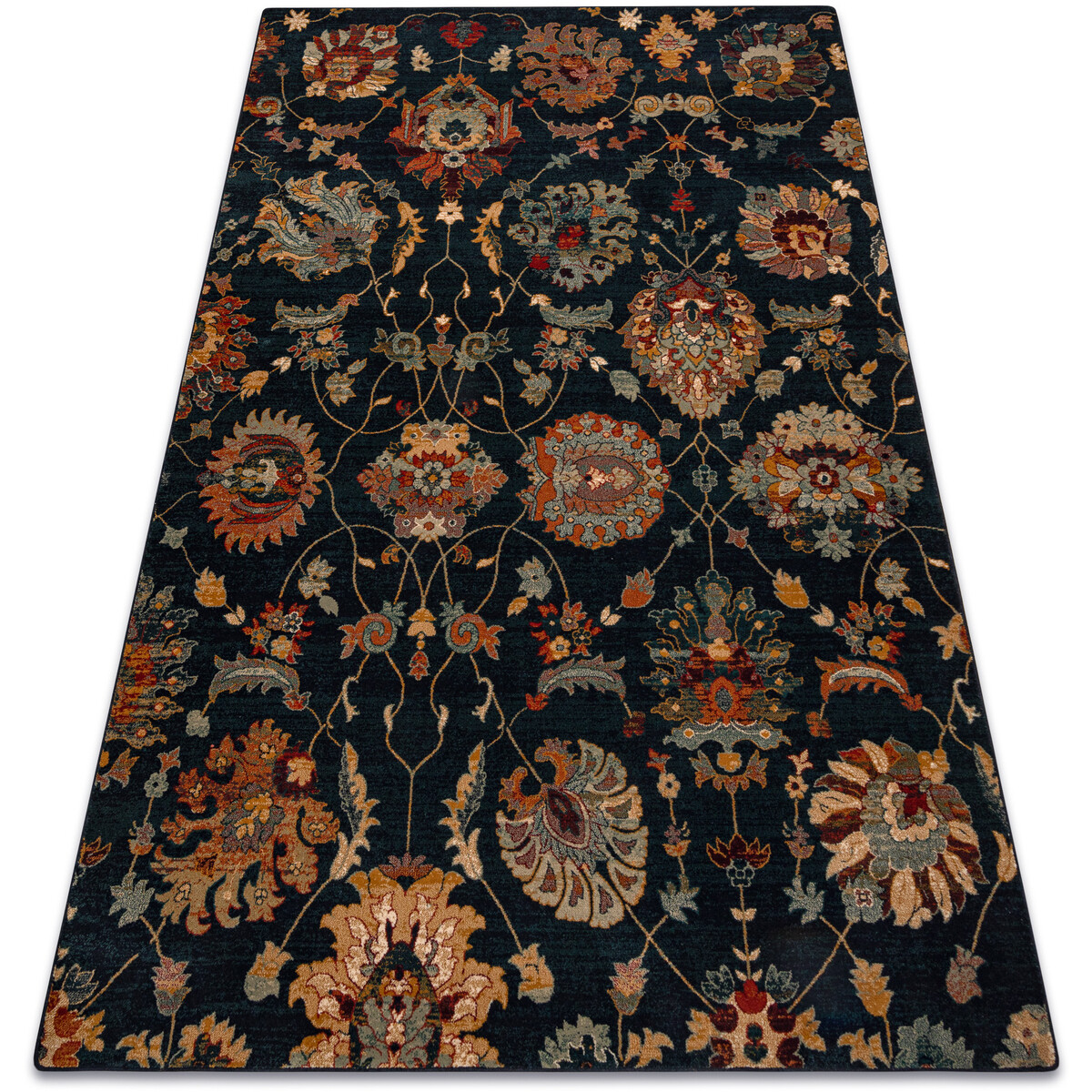 Rugsx  Vlněný koberec OMEGA LATICA květiny tmavě modr 200x300 cm  Modrá