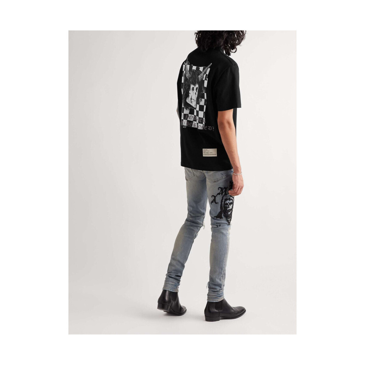 Amiri  Wes Guy Checker Skull T-shirt  Černá