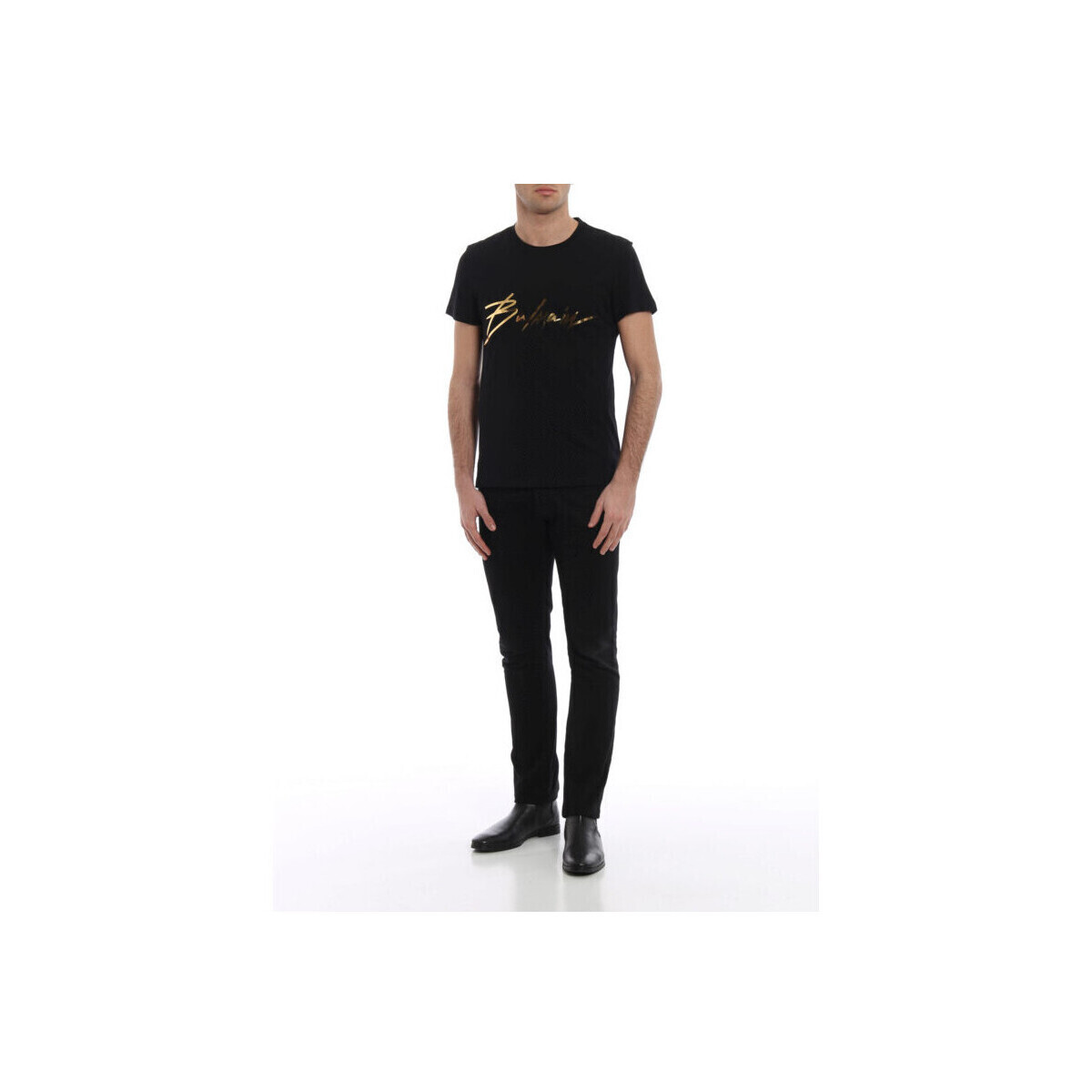 Balmain  T-SHIRT  RH11601 I131 EAD BLACK  Černá