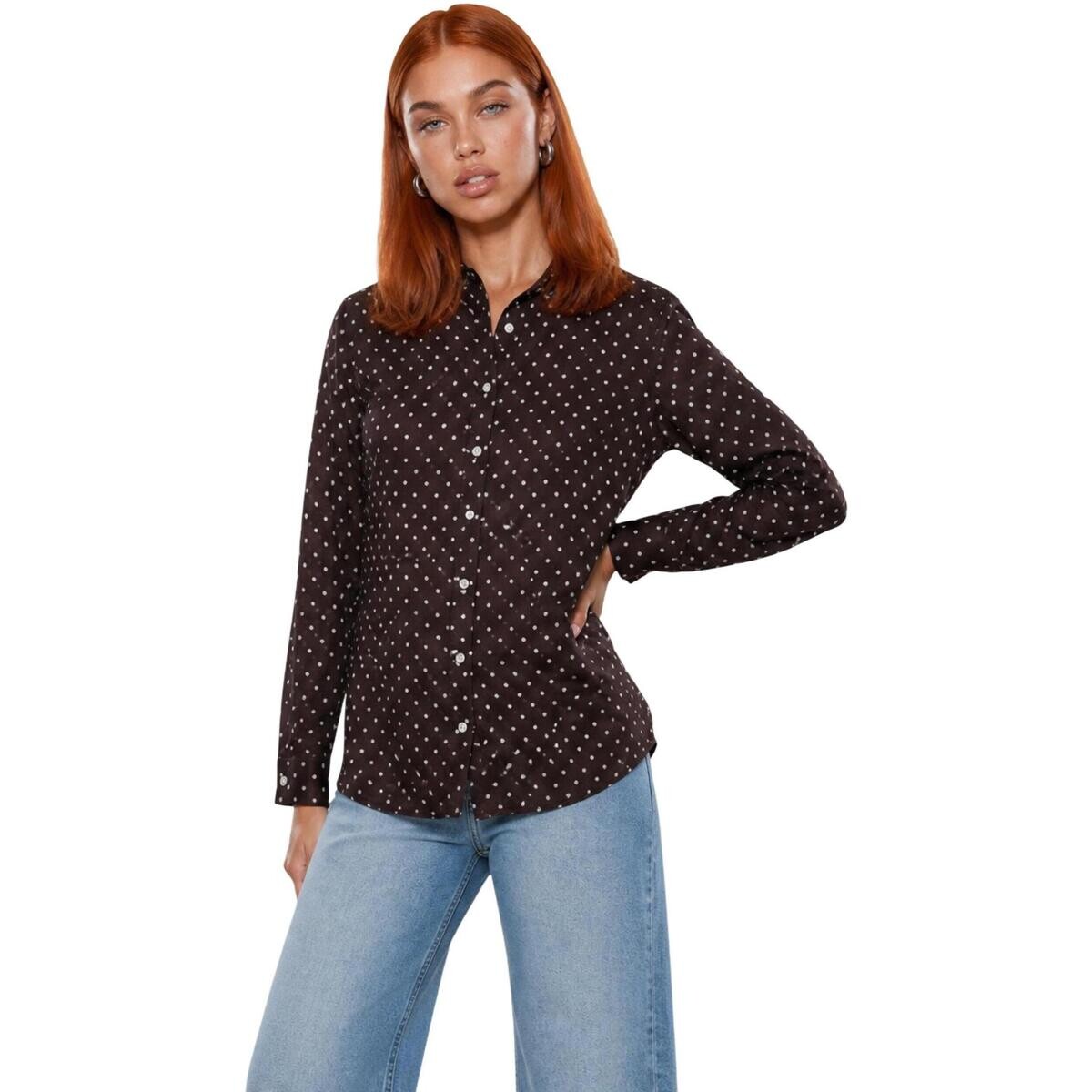 Guess  NEW LS CLOUIS SHIRT W6YH68 W3212  Hnědá