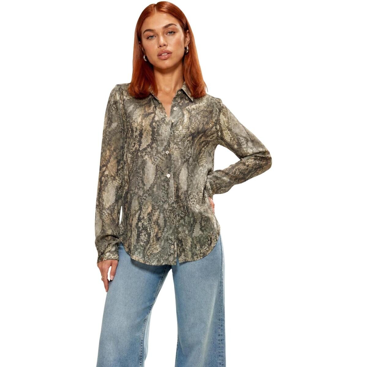 Guess  NEW LS CLOUIS SHIRT W6YH68 W3212  Béžová