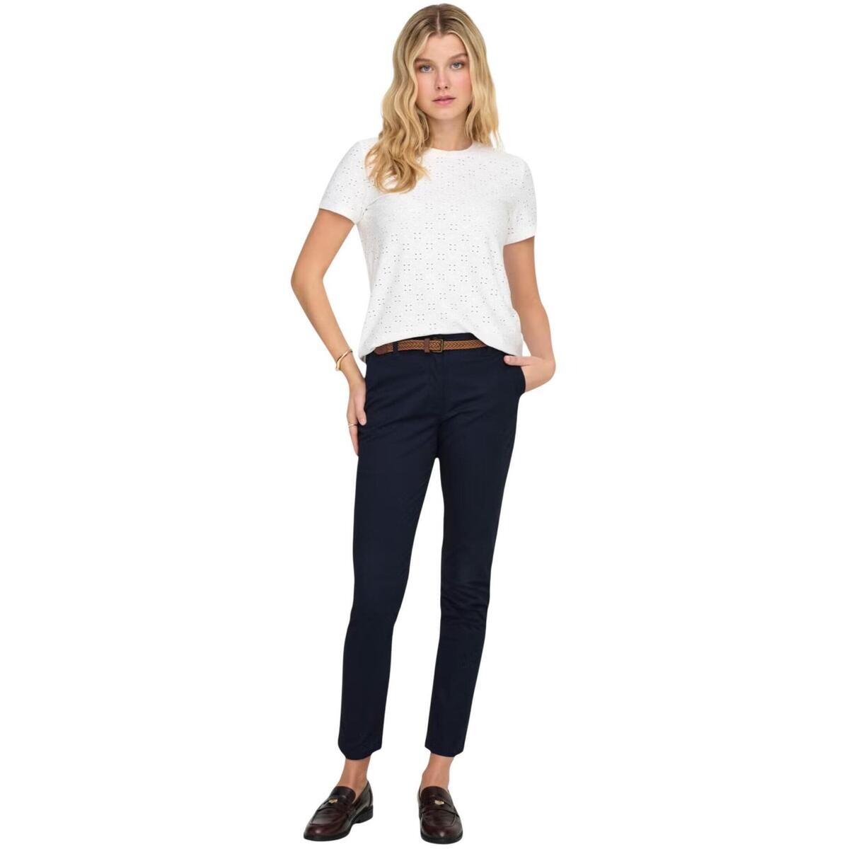 Jacqueline De Yong  JDYCHICAGO MW BELT CHINO PANTS WVN NOOS 15311897  Modrá