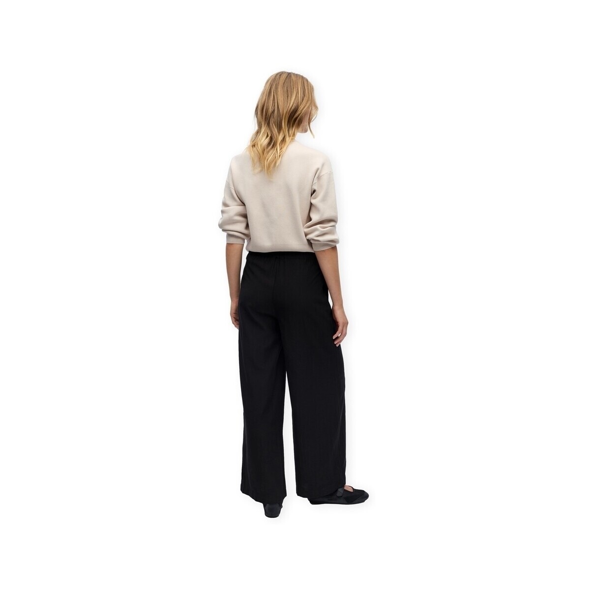 Object  Yui Long Wide Trousers - Black  Černá