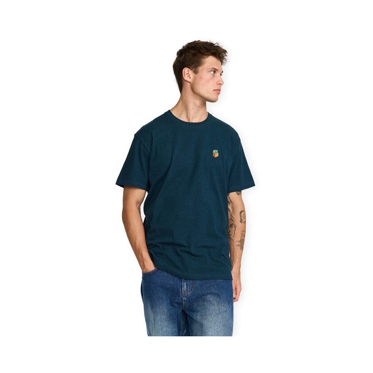 Revolution  Application T-Shirt 1456 SIX - Dark Petrol Melange  Modrá