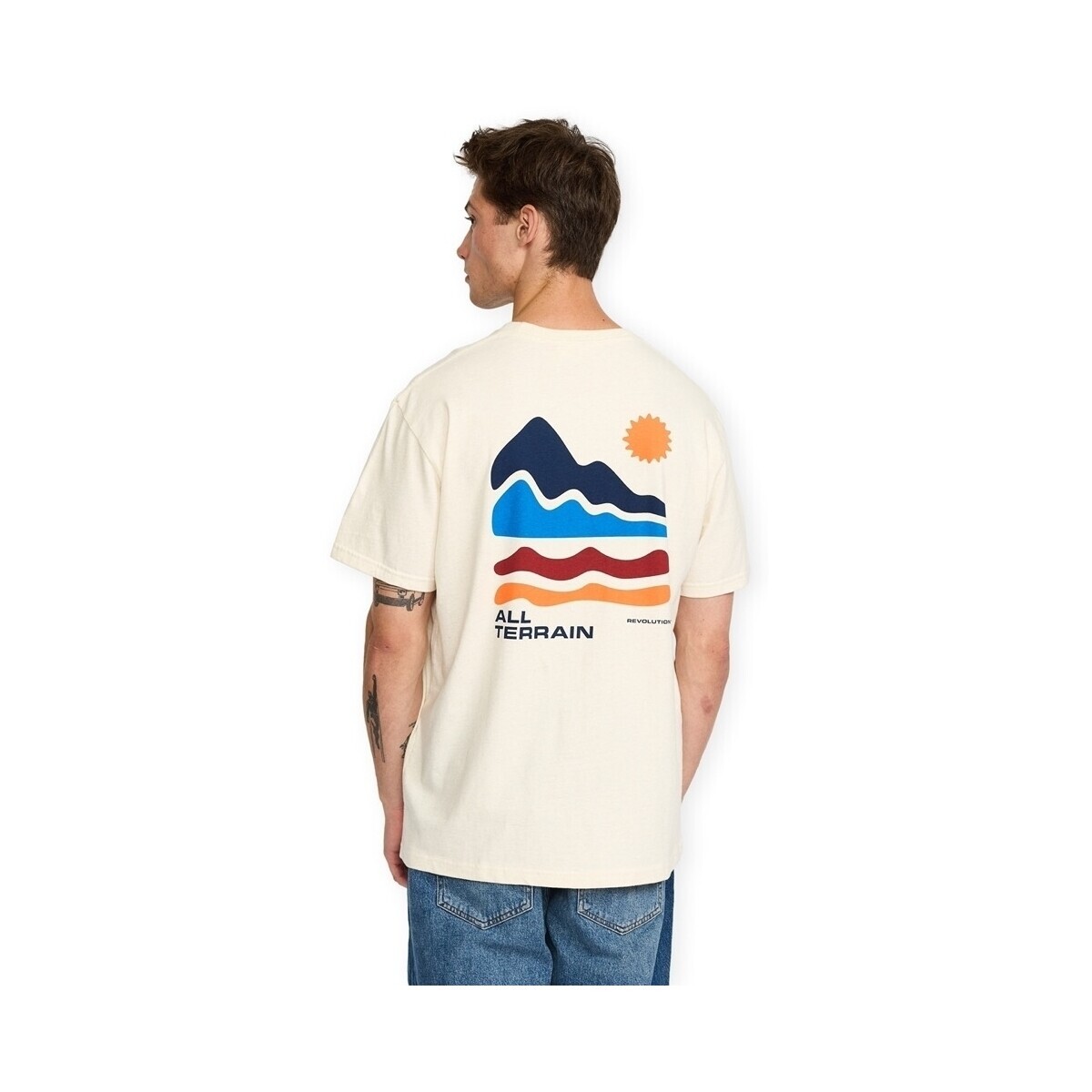 Revolution  Printed T-Shirt 1459 TER - Off White Melange  Béžová