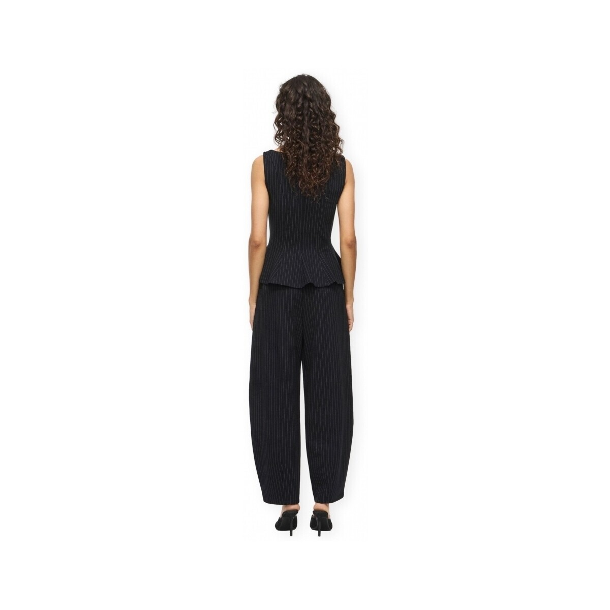 Vila  Mastriba Trousers - Black Beauty/Pinstripe  Černá