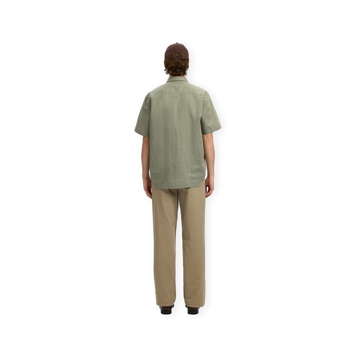 Selected  Noos Regclay Linen Shirt - Vetiver  Zelená