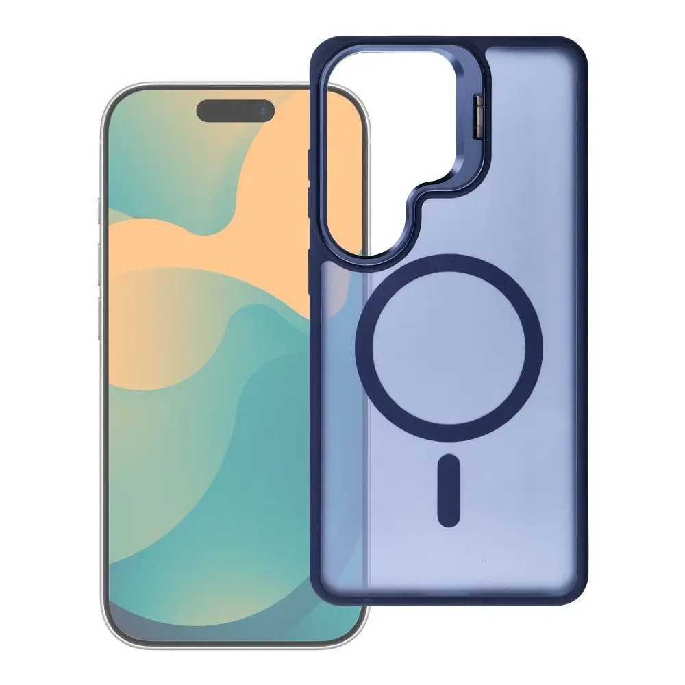 Zadní kryt Forcell F-Protect Shadow Stand Premium compatible with MagSafe pro Samsung Galaxy S26, modrá