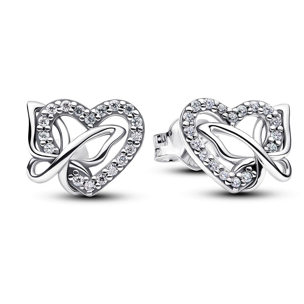Pandora Stříbrné náušnice Srdce s motýlem 294476C01