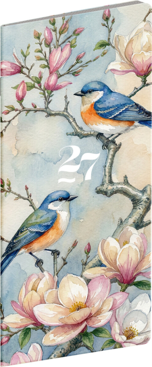 NOTIQUE Kapesní diář Ptáčci 2027, plánovací měsíční, 8 x 18 cm