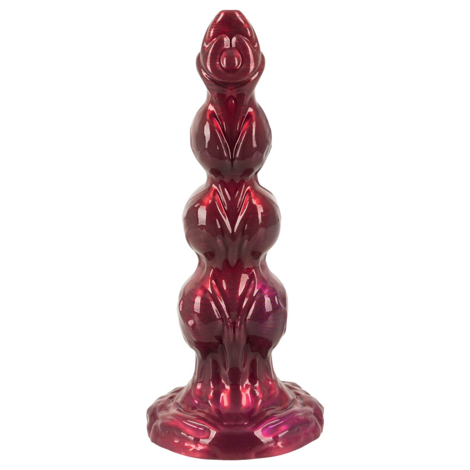 Beasty Cocks - realistické fantasy dildo „Vlkodlak Willie“ s přísavkou (metalická bordó, 21 cm)