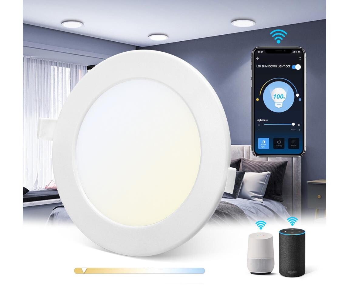B.V.  - LED Stmívatelné podhledové svítidlo 12W/230V pr. 17 cm Wi-Fi 102800QYY