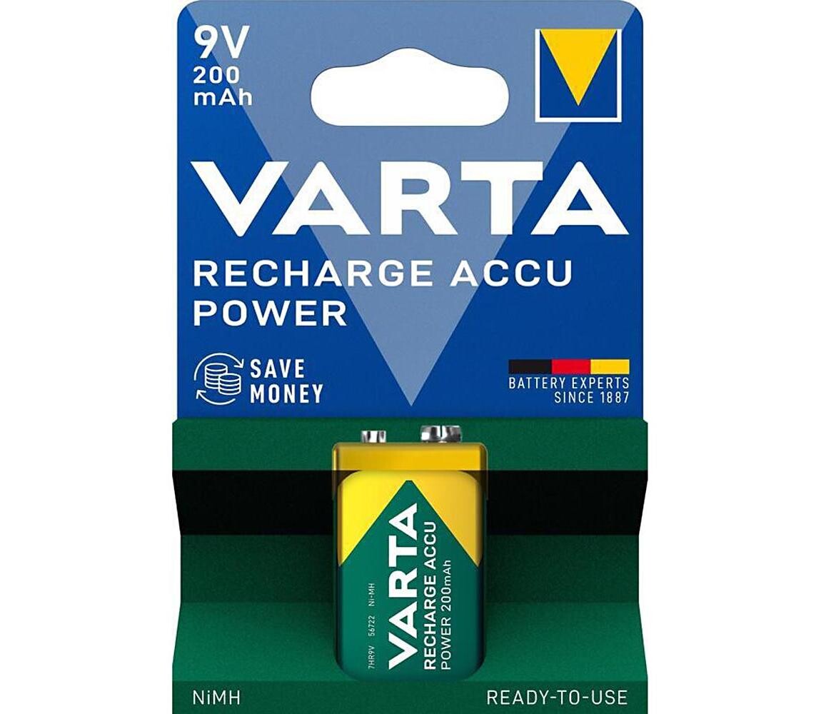 Varta 56722101401 - 1 ks Nabíjecí baterie ACCU Ni-MH/200mAh/9V 56722101401