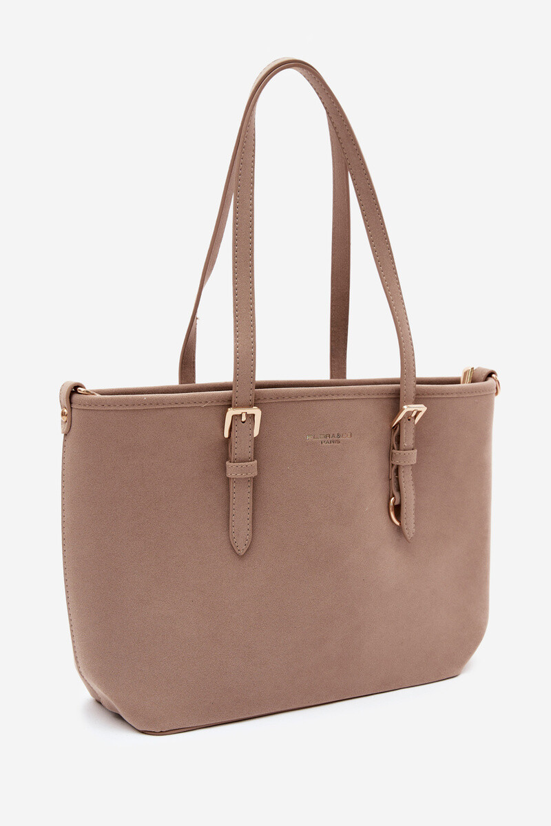 Flora&Co béžová shopper taška z umělé velurové kůže