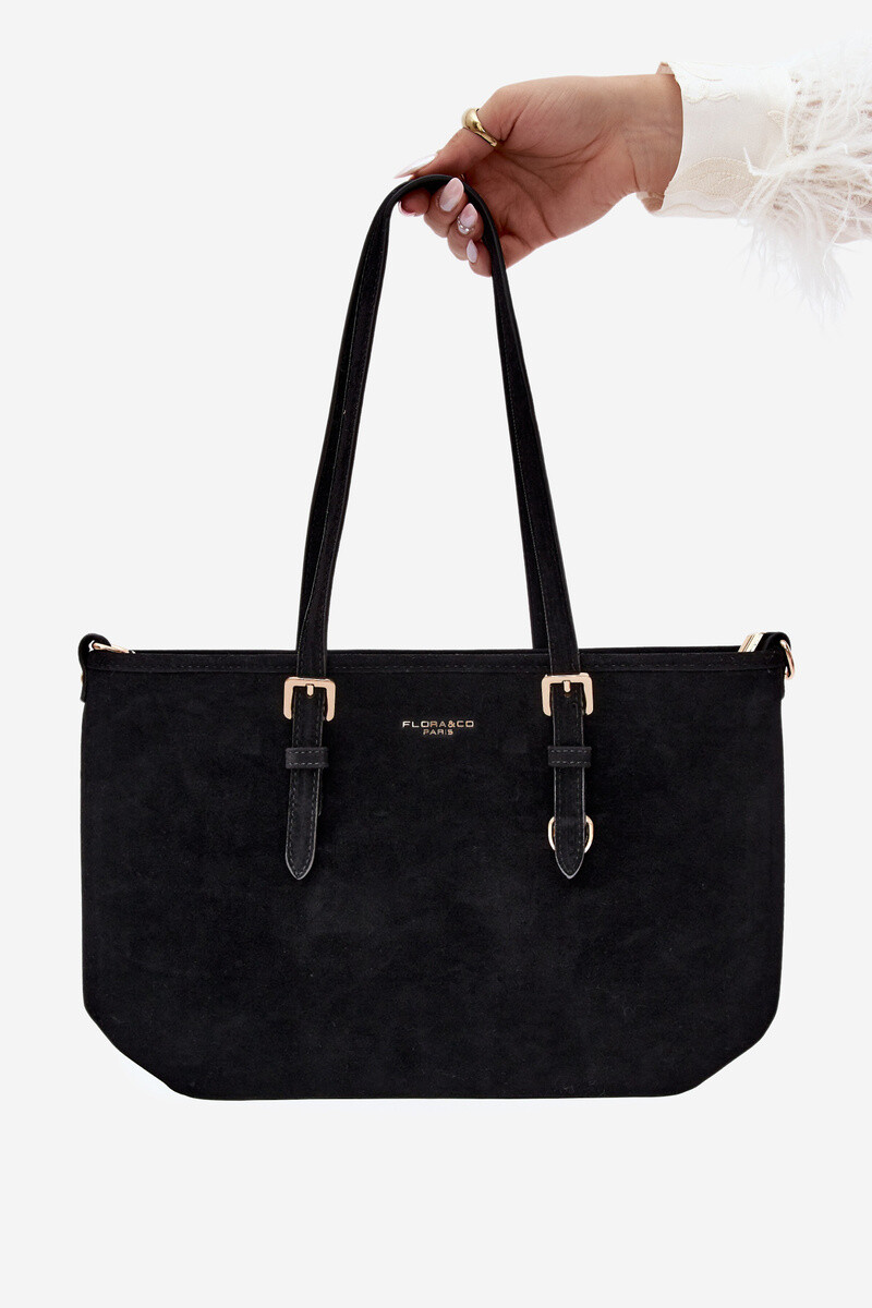 Černá imitace semiše shopper taška Araminta