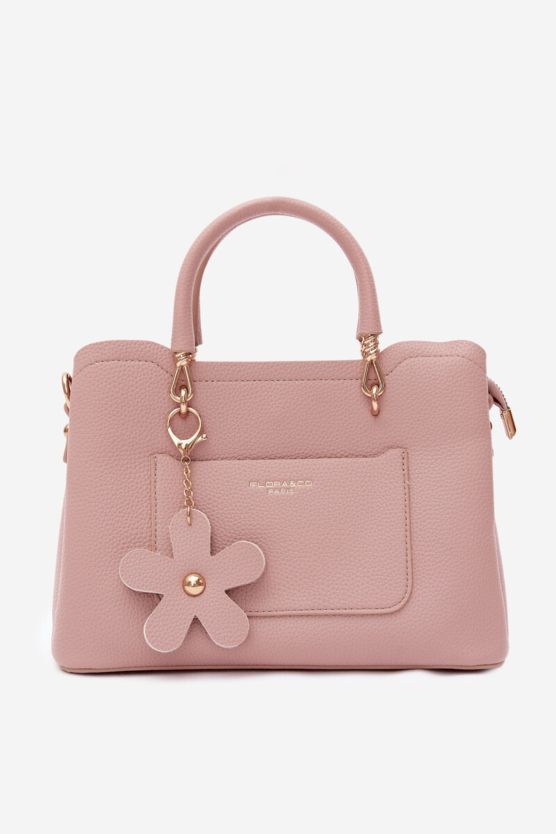 Flora&Co béžová kabelka z umělé kůže s květinovým přívěskem