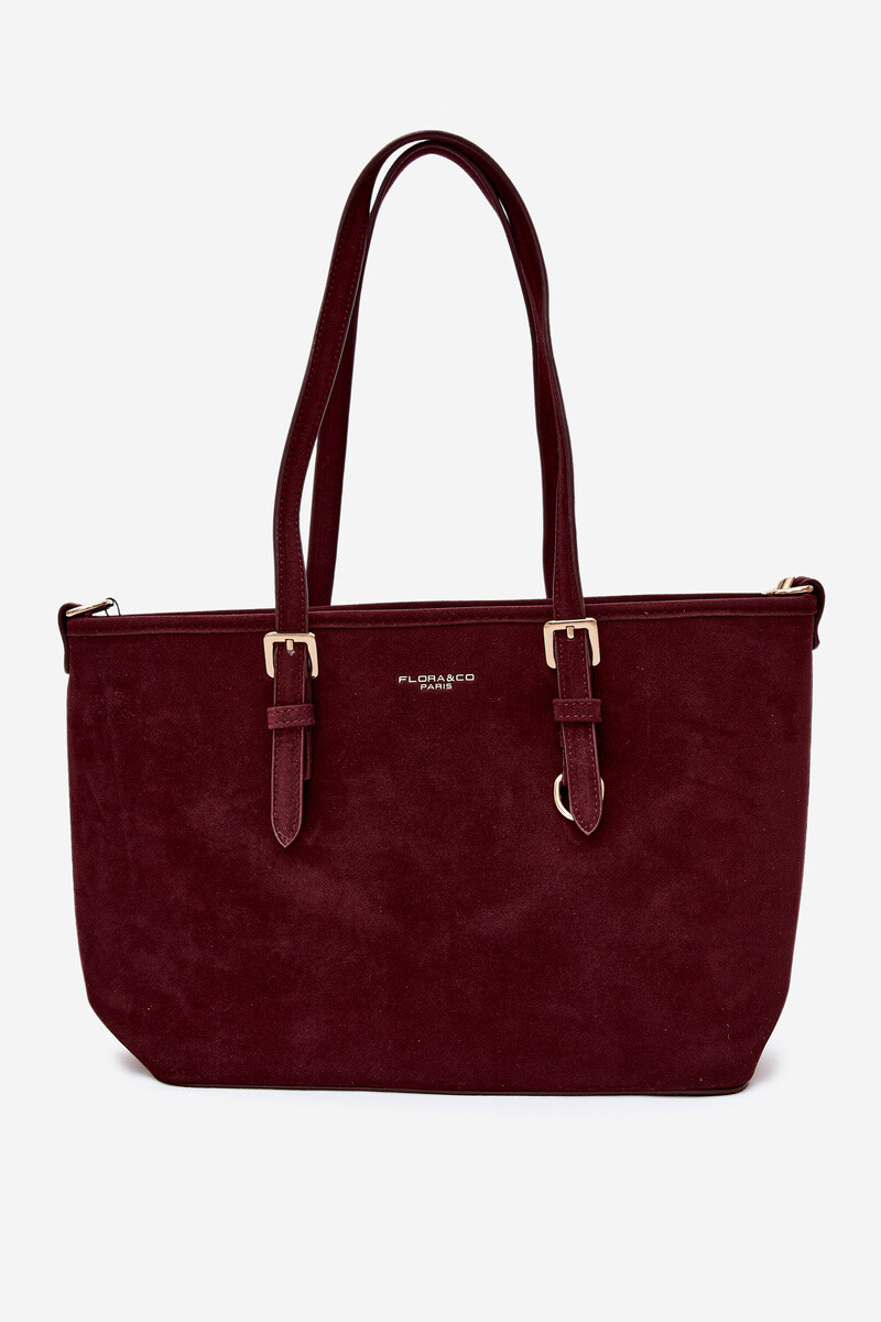 Flora&Co Burgundská shopper taška z umělé semišové kůže