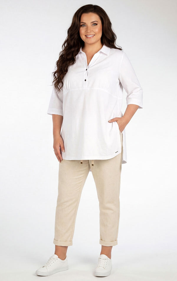 Dámské 7/8 kalhoty pro plnoštíhlé plus size 5g140 béžová litex xl