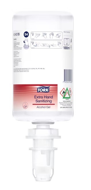 424205 Tork Extra gelový dezinfekční prostředek na ruce s alkoholem, 1000 ml, S4