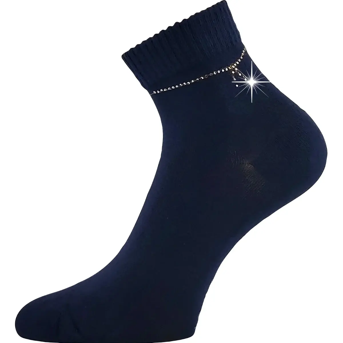 LONKA Ponožky dámské elegantní FLITANA 05 s kamínky TMAVĚ MODRÉ (3 páry) 35-38 126904
