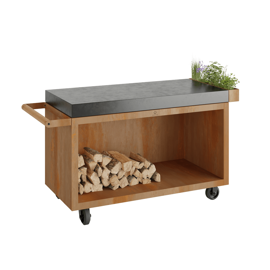 Pojízdný pracovní stůl OFYR Mise en Place Corten 135 PRO Ceramic Dark Grey