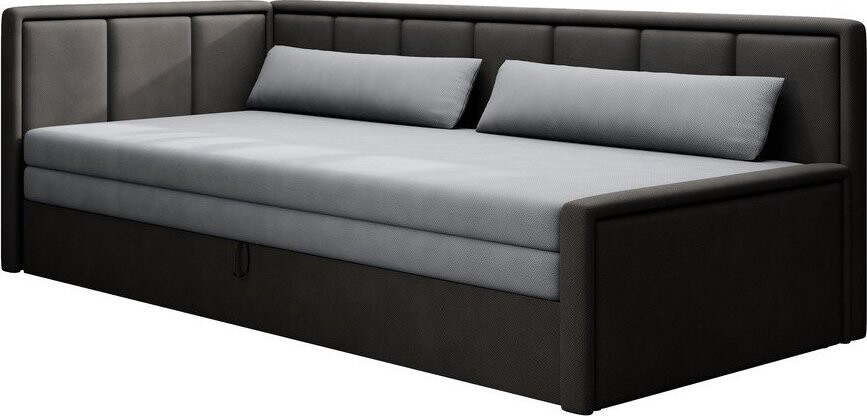 Tmavě šedá žinylková rozkládací/s úložným prostorem pohovka levý roh 214 cm Fulgeo - II. jakost – ELTAP