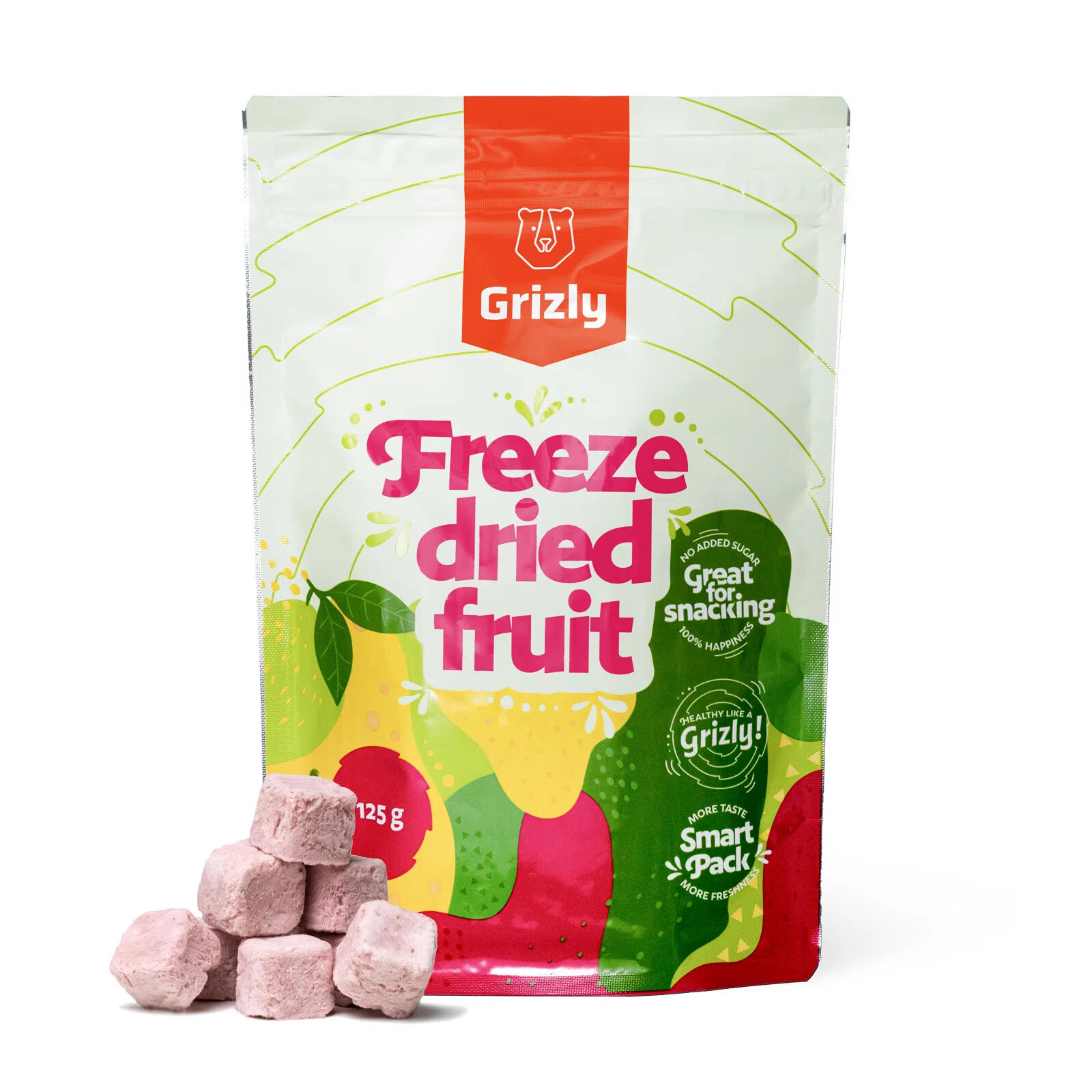 GRIZLY LYO kokosové kostky jahoda 125 g