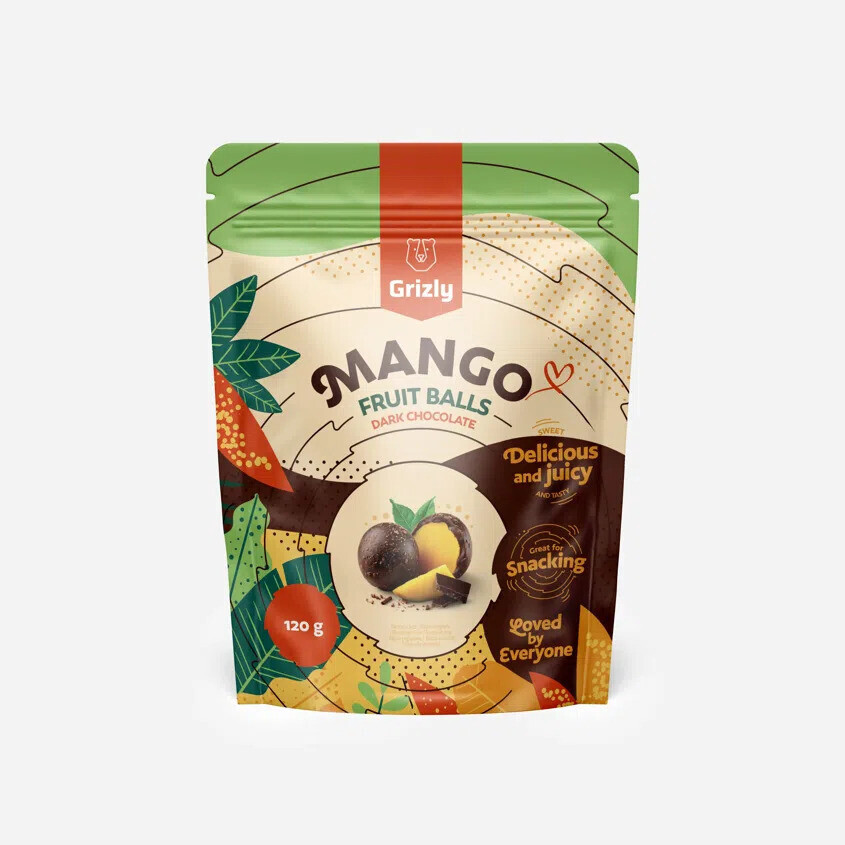 GRIZLY Mango kuličky v hořké čokoládě 120 g
