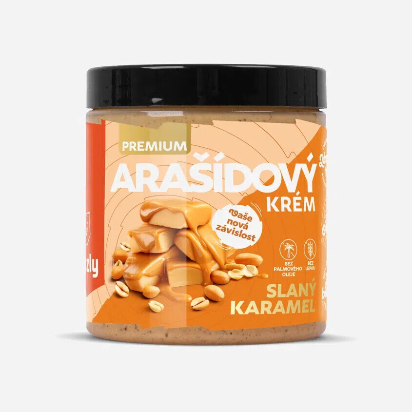 GRIZLY Arašídový krém slaný karamel premium 250 g