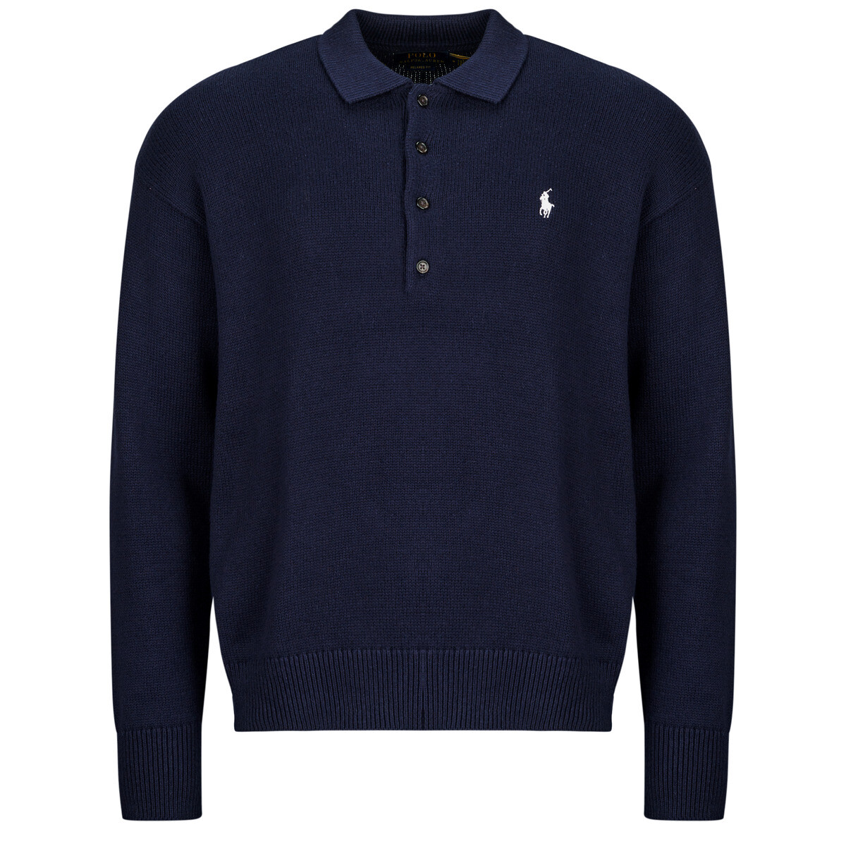 Polo Ralph Lauren  PULL FLAG COL POLO EN COTON LIN  Tmavě modrá