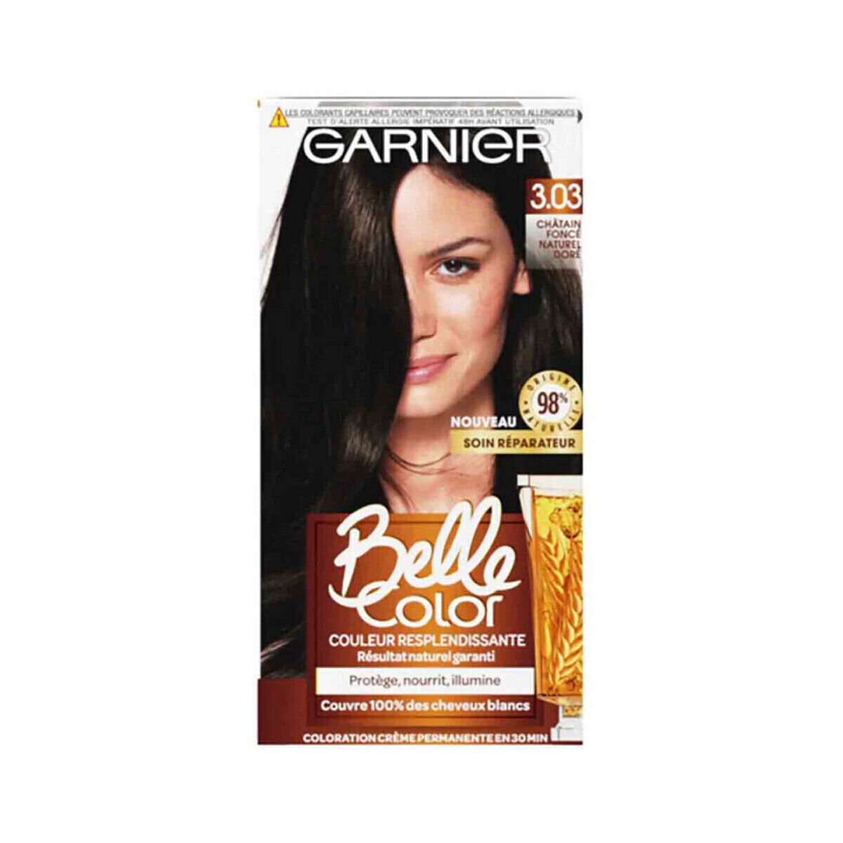 Garnier  Belle Color Permanent Hair Dye - 3.03 Châtain Foncé Dor  Šedá