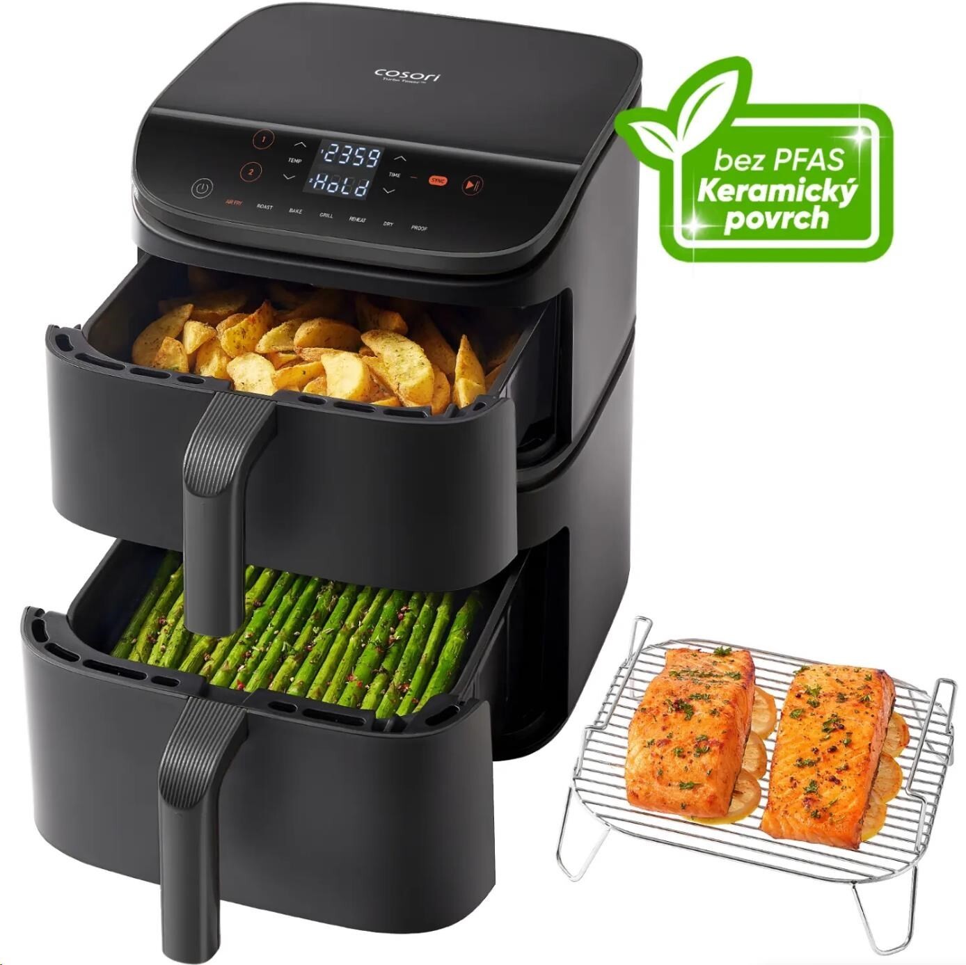 Cosori Turbo Tower 10,8 L, keramika, černá