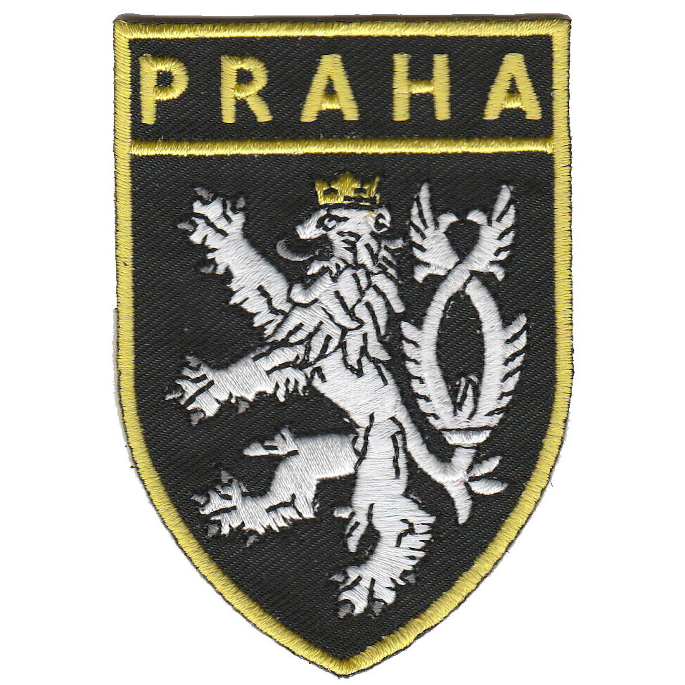 Nášivka s českým lvem Praha 5,5x7,8 cm - černá-žlutá
