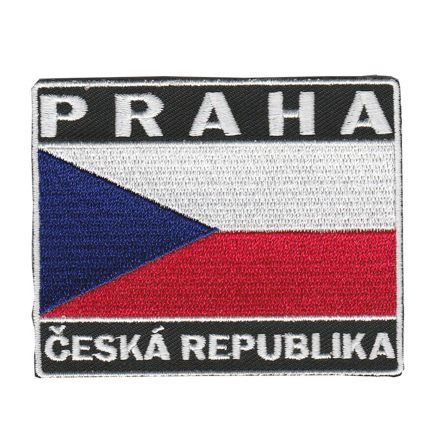 Nášivka vlajkou a nápisem Praha Česká republika 7x6,5 cm - barevná