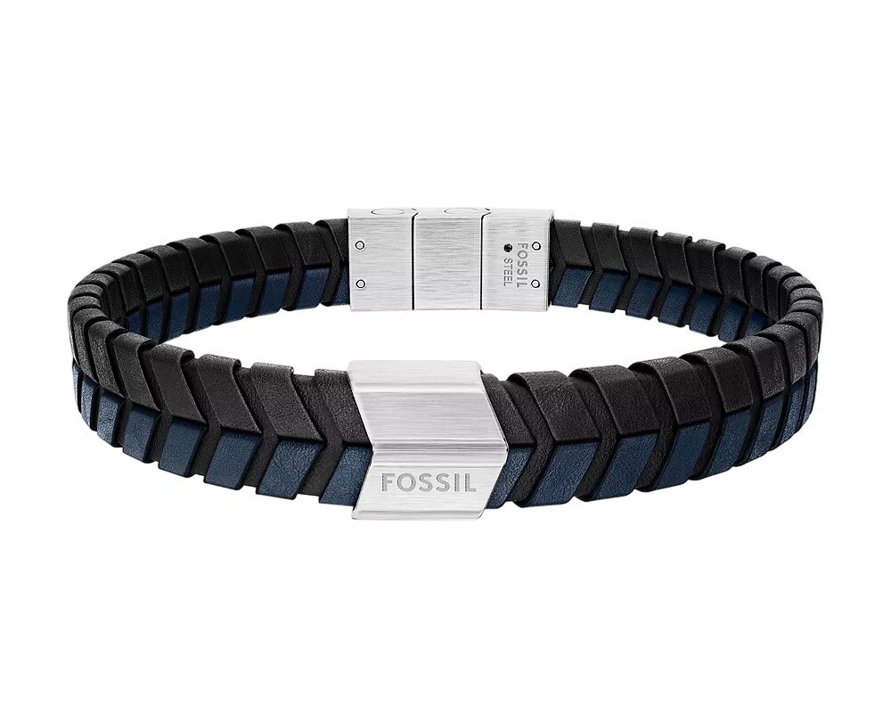 Fossil Stylový kožený náramek pro muže Woven JF04985040