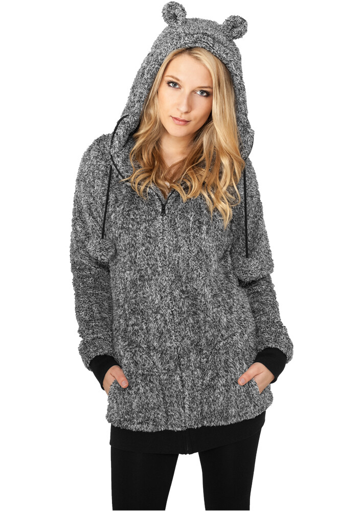 Ladies Melange Teddy Zip Hoody S