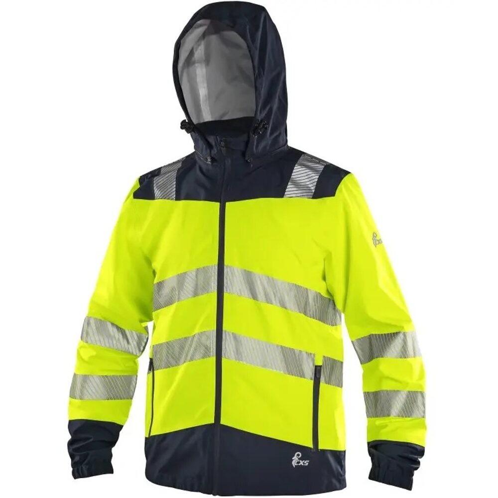 Lehká výstražná bunda CXS HALIFAX SHELL - Reflexní žlutá / modrá | 2XL