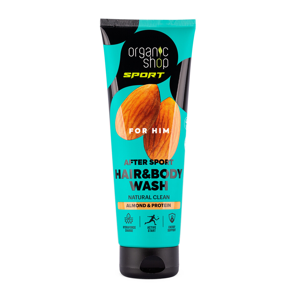 ORGANIC SHOP SPORT Pánský sprchový gel na vlasy a tělo Mandle a protein 200 ml