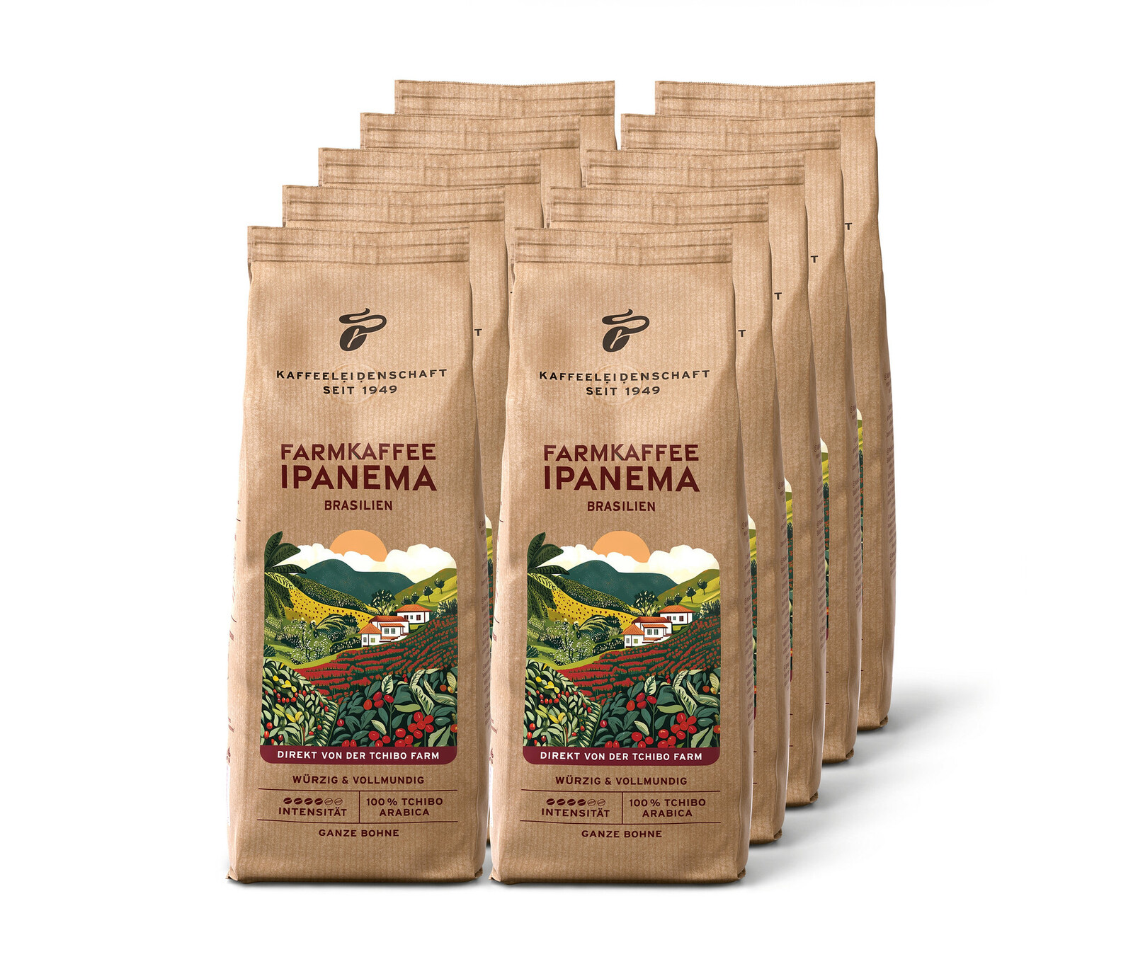 Tchibo - Farmářská káva Ipanema − 10 × 500 g zrnkové kávy - Intenzita: 4/6