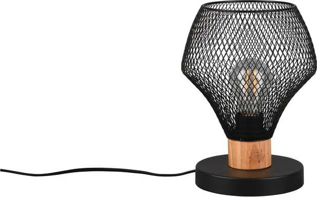 Černá stolní lampa s kovovým stínidlem (výška 25 cm) Valeria – Reality