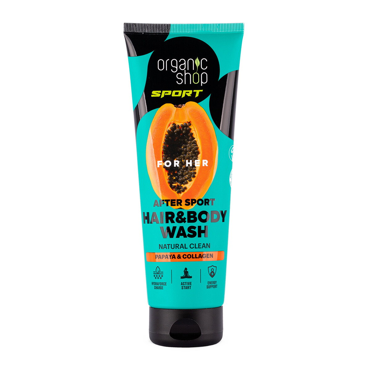 ORGANIC SHOP SPORT Dámský sprchový gel na vlasy a tělo Papája a kolagen 200 ml