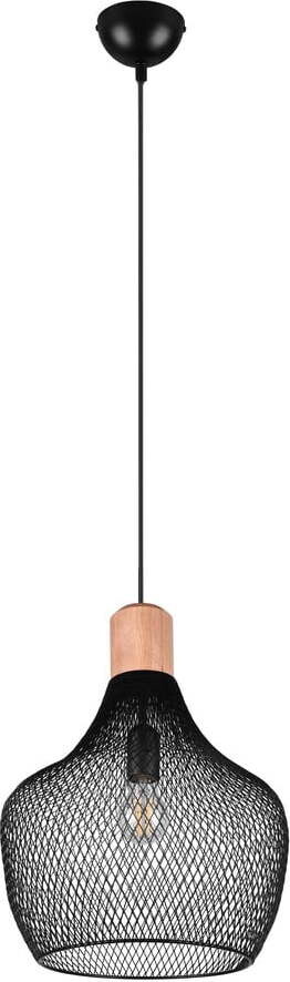 Černé závěsné svítidlo s kovovým stínidlem ø 33 cm Valeria – Reality