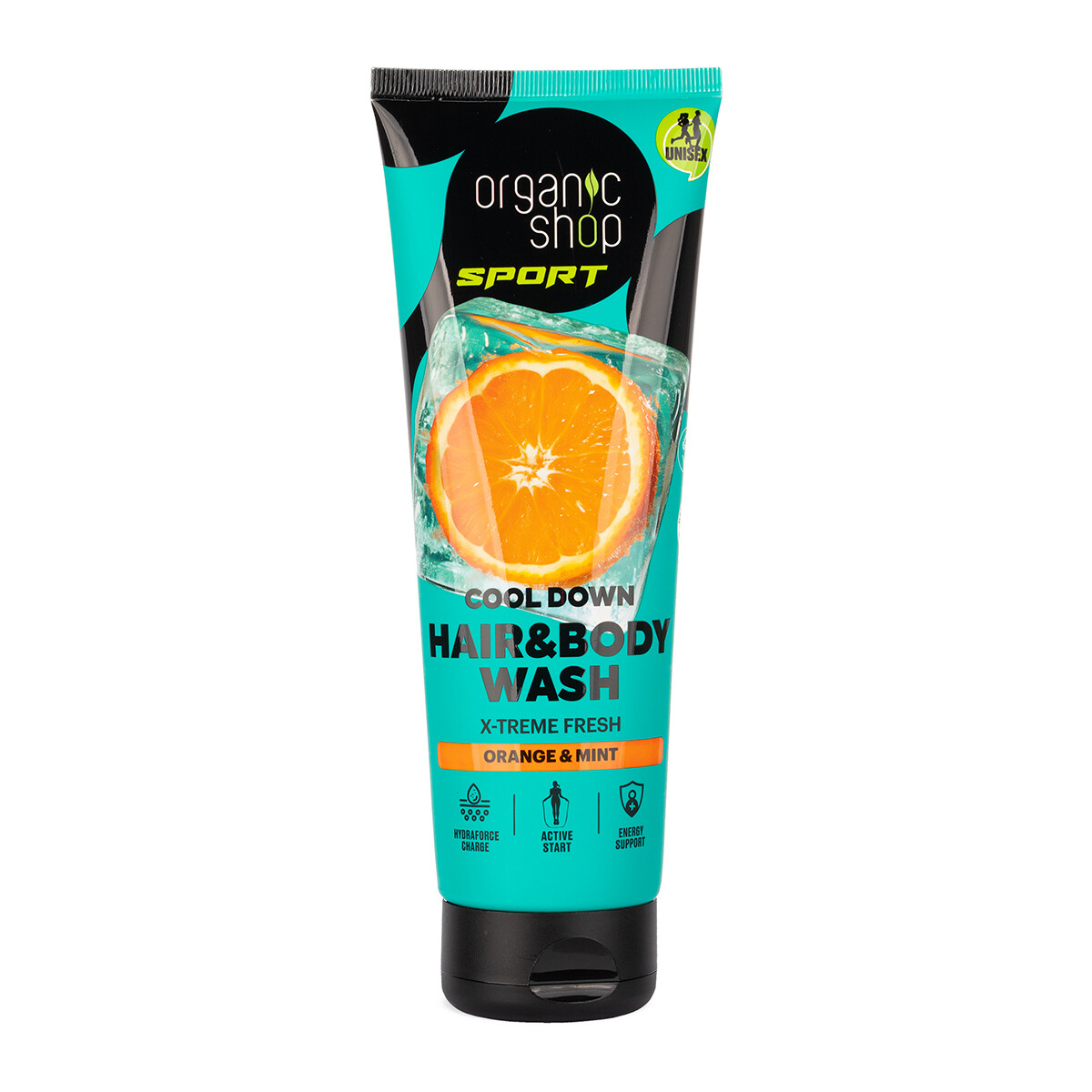 ORGANIC SHOP SPORT Osvěžující sprchový gel na vlasy a tělo Pomeranč a máta 200 ml