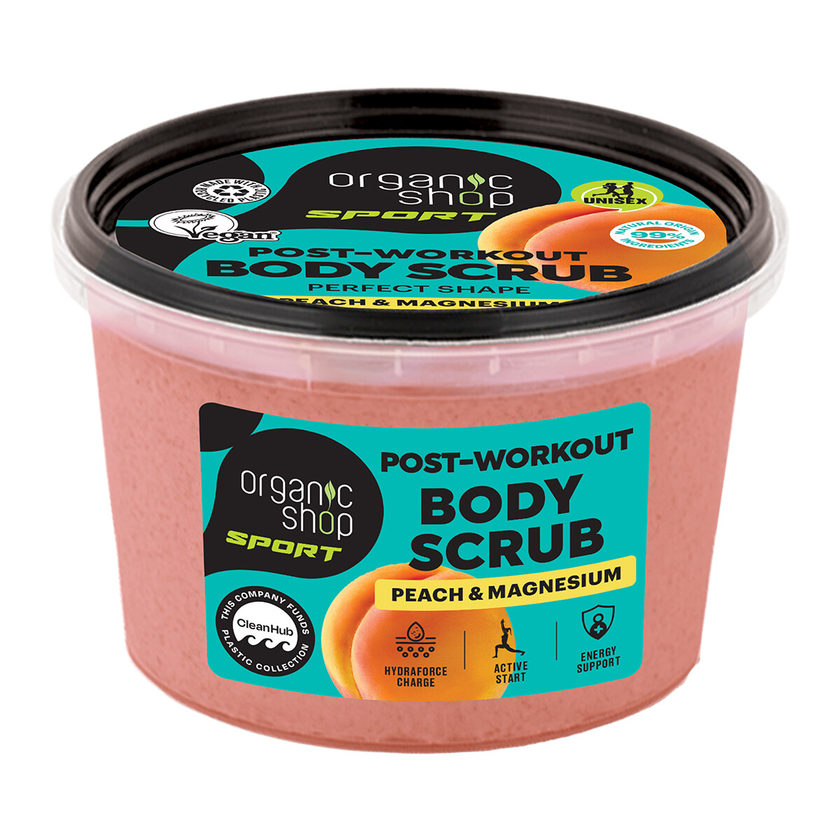 ORGANIC SHOP SPORT Tělový peeling po tréninku Broskev a horčík 250 ml