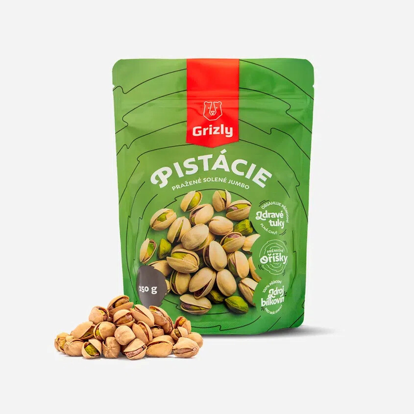 GRIZLY Pistácie pražené solené Jumbo 250 g